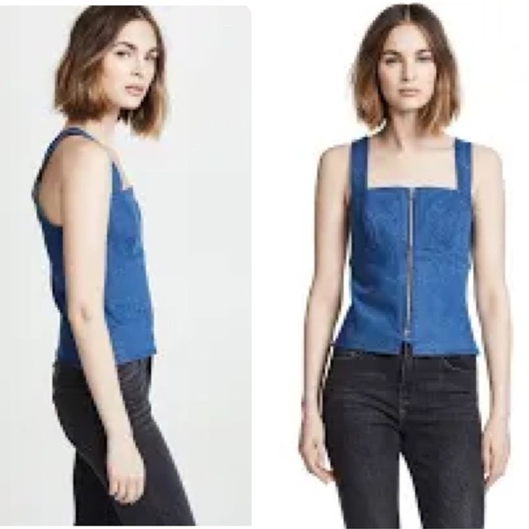 Rag & Bone Paula Zip-Front Denim Tank Top Vintage Bloo SzM - Picture 1 of 8